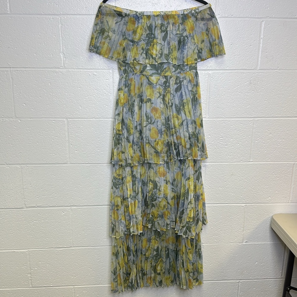 o.p.t. Yellow and Green Tiered Ruffled Maxi Sundress - Picture 2 of 12